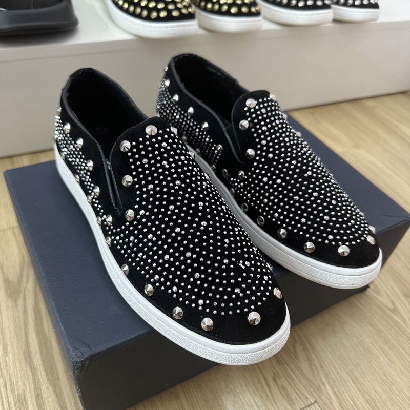 Giầy da nhũ ( giầy đính đá đầu hổ mũi vàng nam) đính đá viền đinh