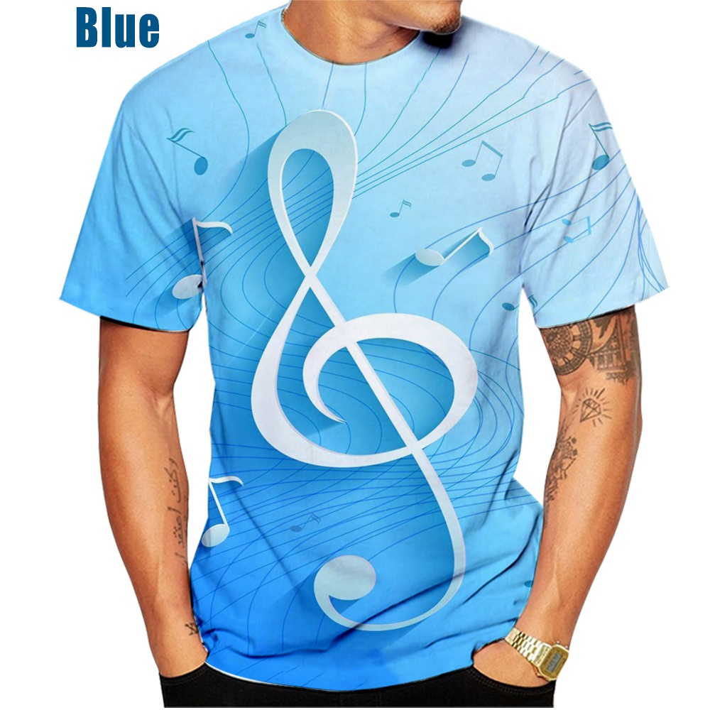 Mới Áo Thun Tay Dài In Hình Nốt Nhạc 3D Cá Tính Cho Nam Nữ