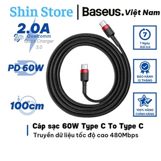 Cáp sạc nhanh baseus pd 2.0a 60w type c, sạc nhanh 3.0 truyền dữ liệu tốc độ cao 480mbps -shinstore