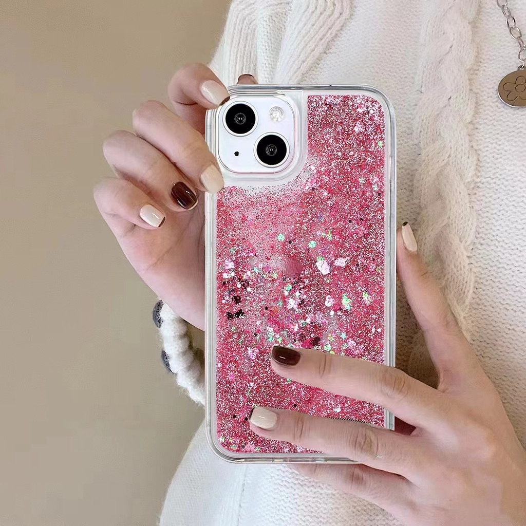 Quicksand Liquid Glitter Bling Case Compatible For iPhone 13 12 11 Pro Max 12 13 Mini Shinning Casing Transparent Soft TPU Phone Cover