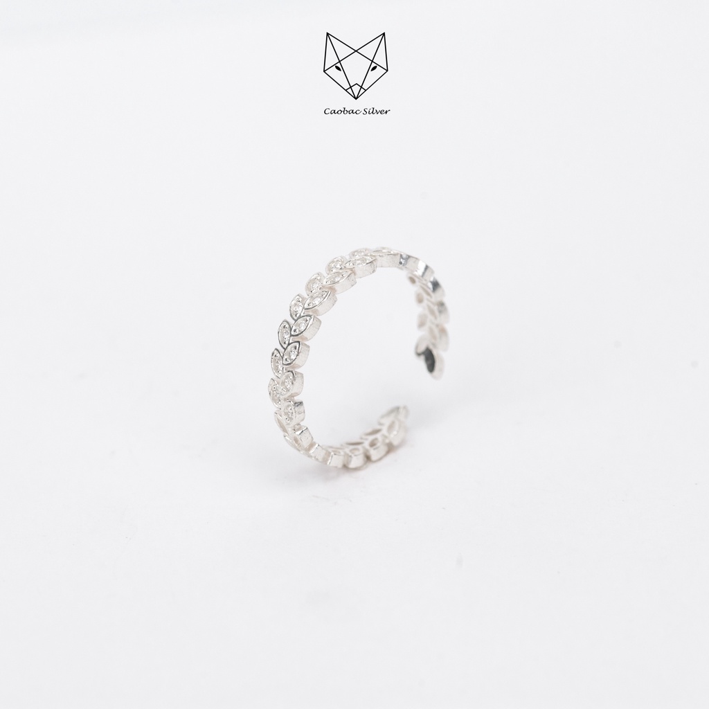 Nhẫn Bạc Ta CaoBac Silver Họa Tiết Lá Nhỏ Đính Đá Nhẹ Nhàng Lấp Lánh Quà Tặng Thời Trang Cho Nữ