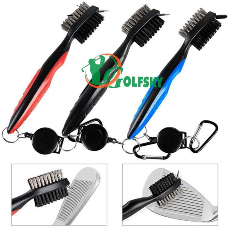Dụng cụ làm sạch gậy golf, bàn chải vệ sinh rãnh gậy golf 2 mặt tiện lợi