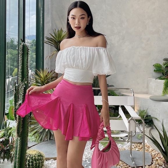 Chân váy lụa SheByShj màu hồng - Pinky Skirt