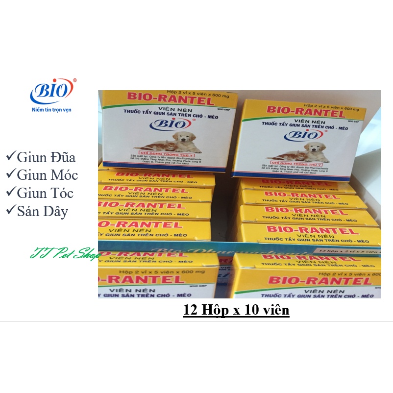 BIO.RANTEL - CHĂM SÓC THÚ CƯNG : CHÓ, MÈO (12hop, mỗi hop 10vien)