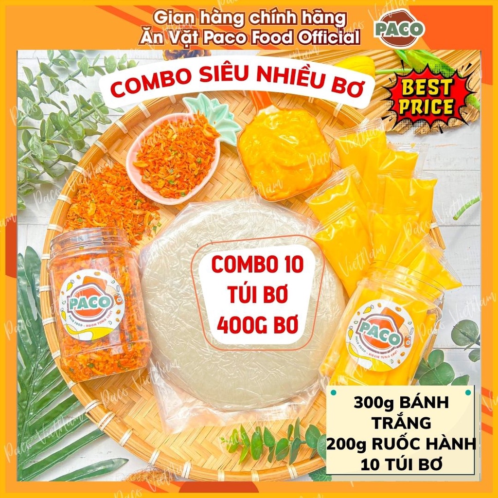 Combo hủ bơ phô mai paco food kèm bánh tráng phơi sương muối ruốc hành phi cùng tuýp bơ siêu béo độc quyền