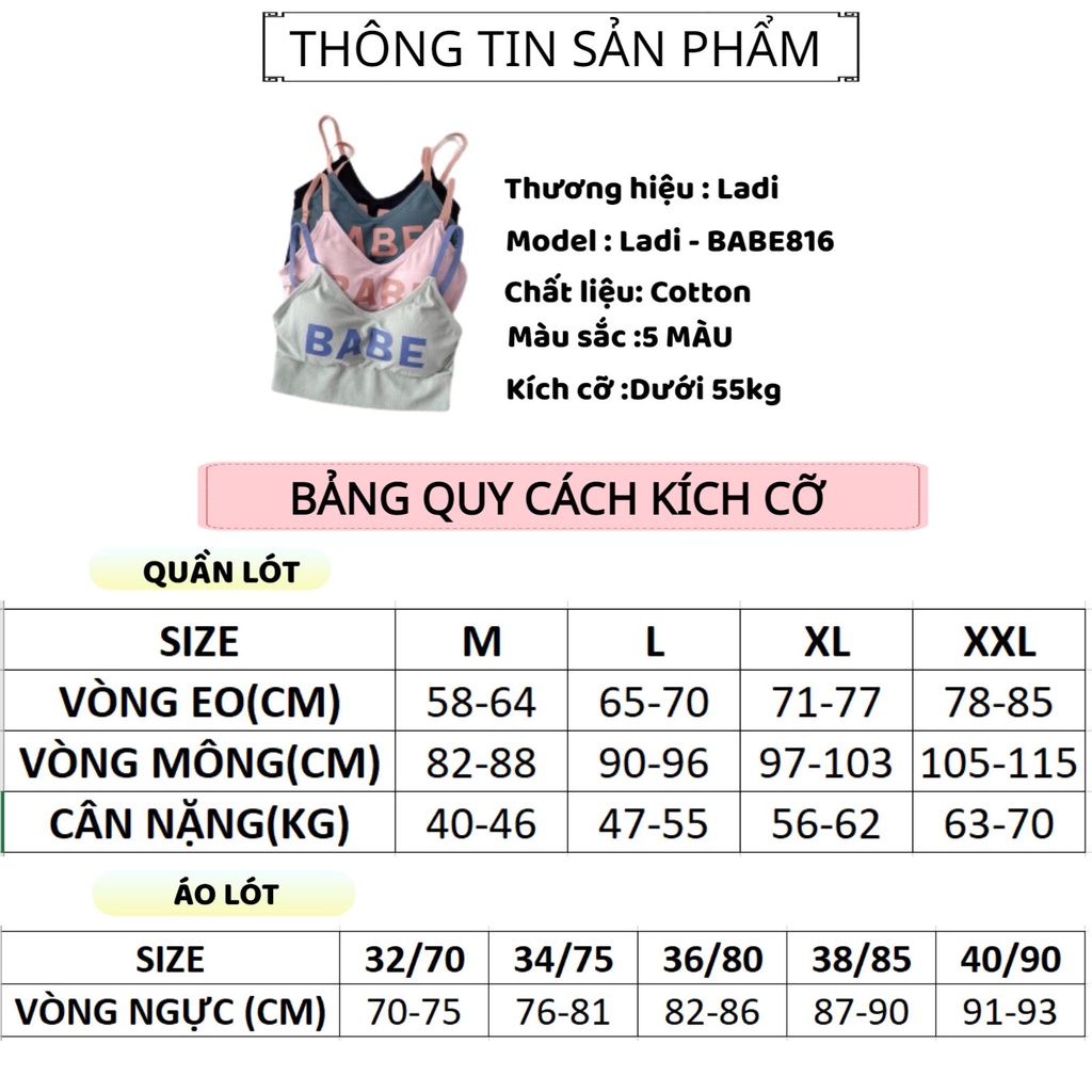 Áo Bra Nữ In Chữ Năng Động Trẻ Trung Nâng Vòng Một Thoáng Mát Ladi-BABE816