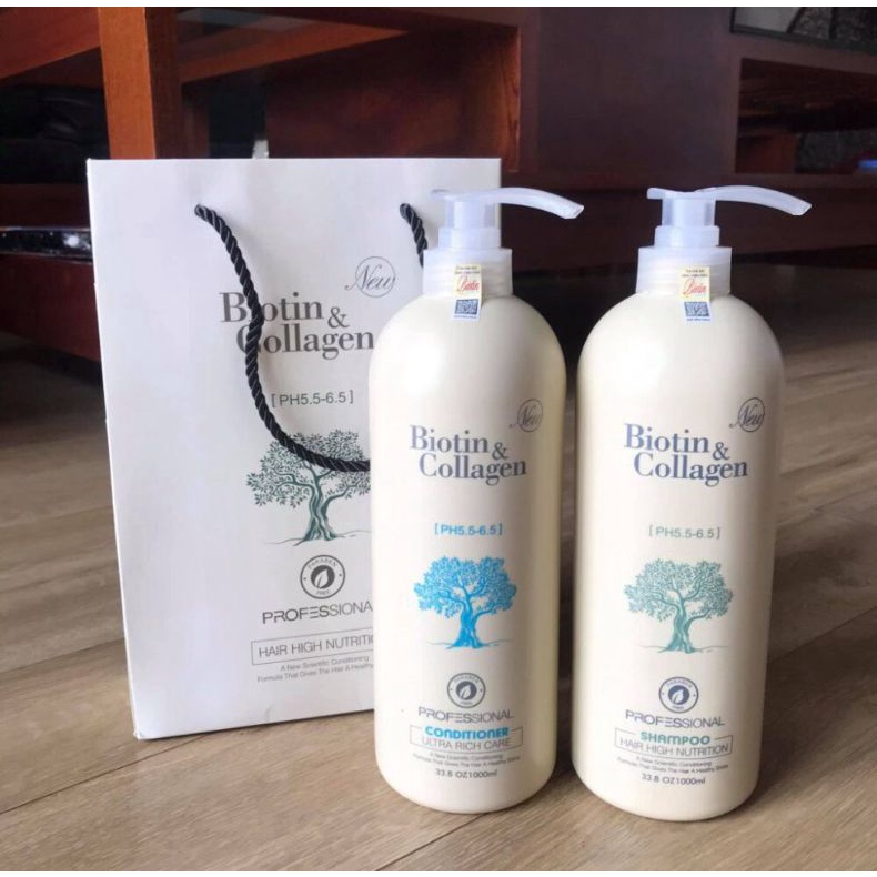 Dầu gội cặp Biotin Collagen 1000ml | Ngăn ngừa rụng tóc, phục hồi hư tổn