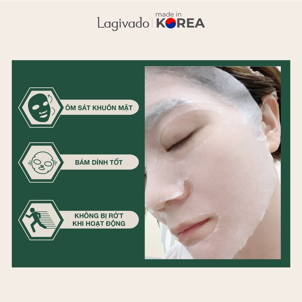 Mặt nạ dưỡng da giảm dầu và mụn rau má Hàn Quốc Lagivado Facial Mask dạng giấy 23g/miếng