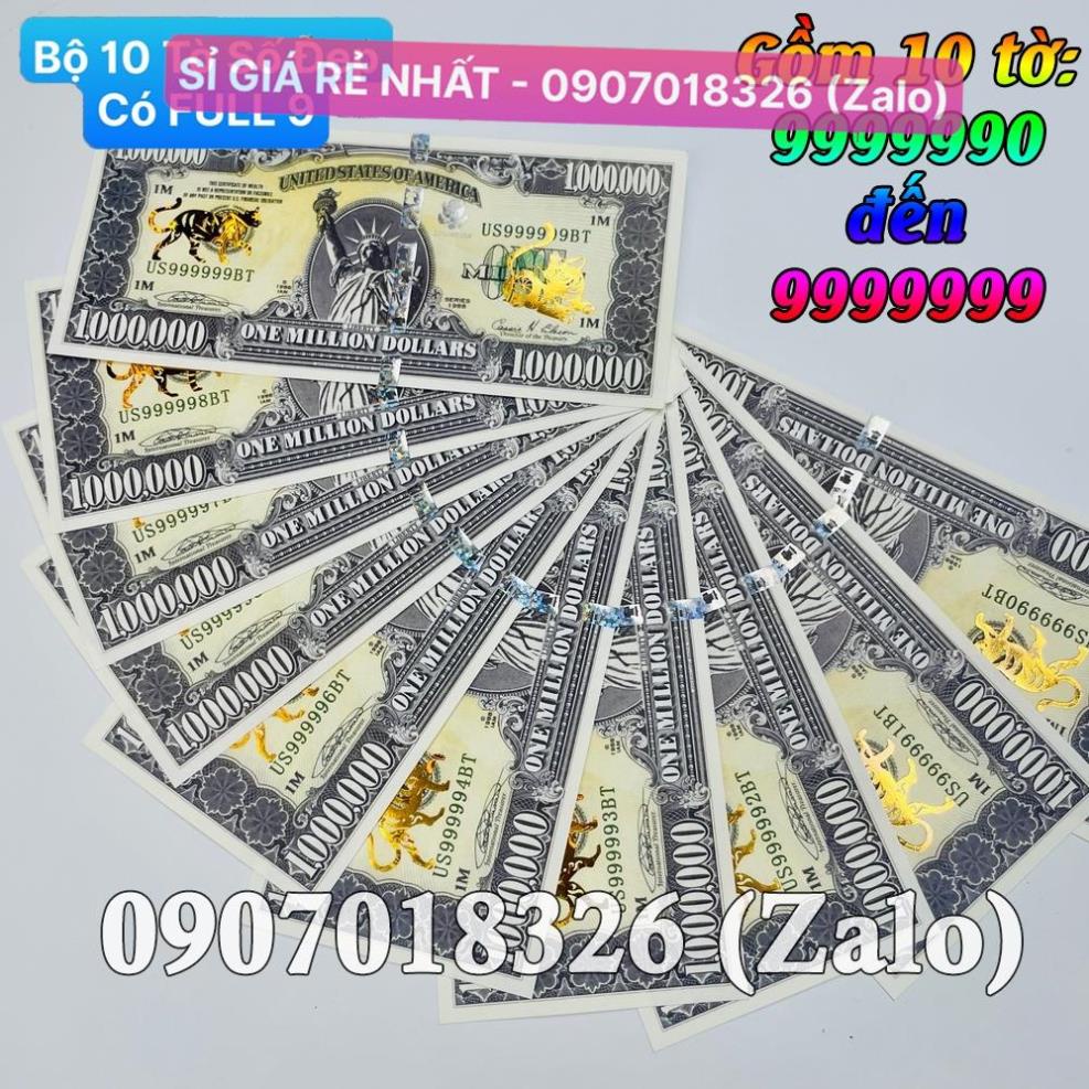 Bộ 10 Tờ Seri Đẹp, có tờ FULL 9 , Tiền Lì xì độc 1 Triệu USD Mỹ hình Mèo mạ vàng sang chảnh, có bảo an