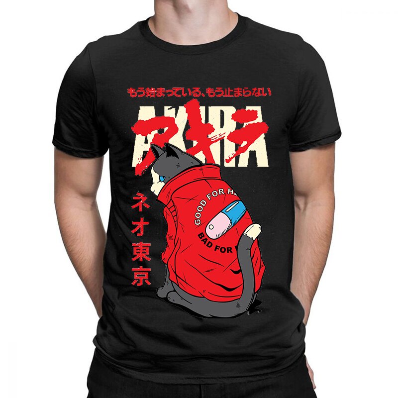 Akira Anime Đồ Họa Nhật Bản Vintage Manga Áo Menfashion Cổ Tròn Tee Mùa Hè Dạo Phố Thường Ngày Áo Te
