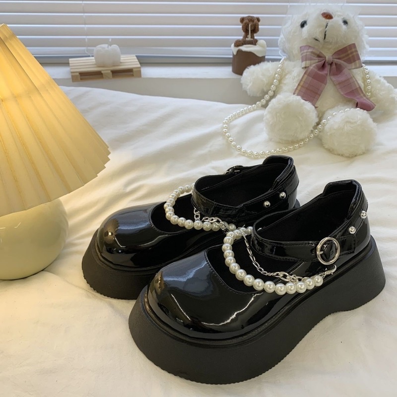 Giày Lolita Đế Dày Cao 5CM Quai Xích Ngọc