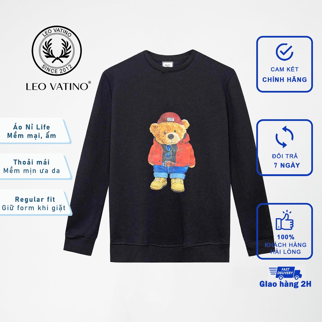Áo nỉ thu đông Life tay dài cổ tròn In logo cao cấp Hot dành Cho nam và nữ M21 - LeoVatino