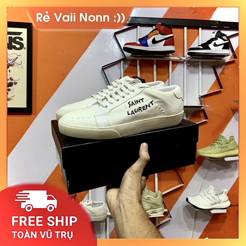 GIÀY SNEAKER SAINT LAURENT TRẮNG THẤP CỖ BẢN RÁCH TẶNG VỚ+LỌ VỆ SINH+BẢO VỆ BOX
