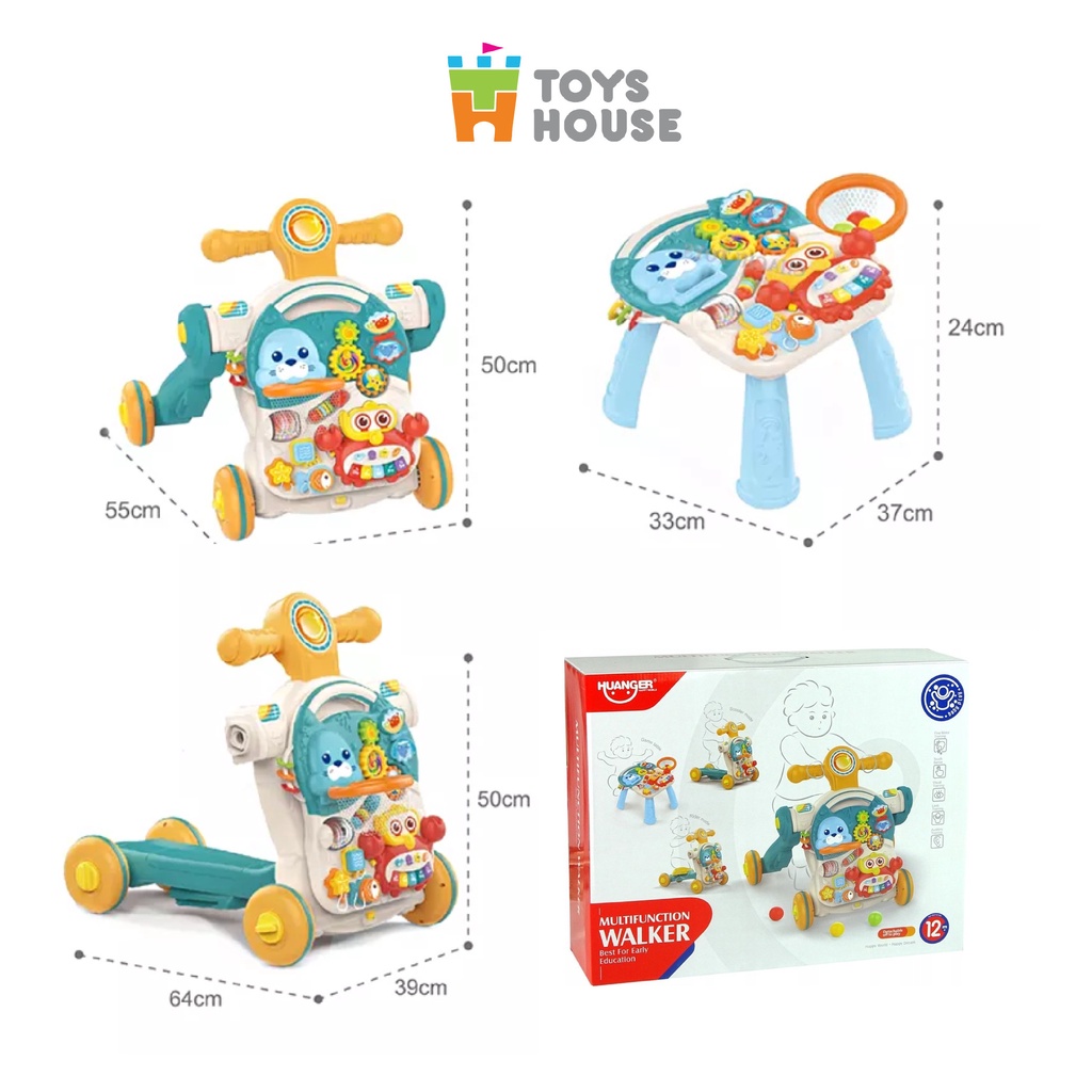 Xe tập đi đa năng kiêm bàn nhạc, chòi chân và scooter cho bé 4 trong 1 Toyshouse HE0826