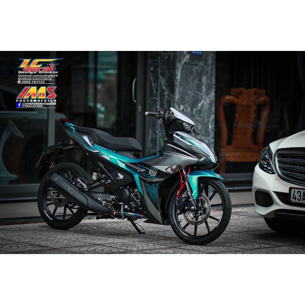 TEM RỜI mẫu Y15ZR cho Exciter 155 xanh ngọc - bạc, tem siêu hot 2023