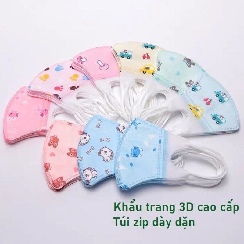 Set 10c khẩu trang 3D nhiều hình cho bé yêu 3 tháng đến 10 tuổi