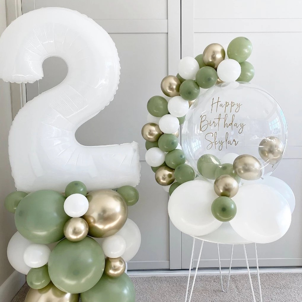 16 Inch Wedding Balloon Decoration Children's Balloon Toys Birthday Decoration Balloons White Digital Aluminum Film Balloon 0-9 Number Balloons Photography Props