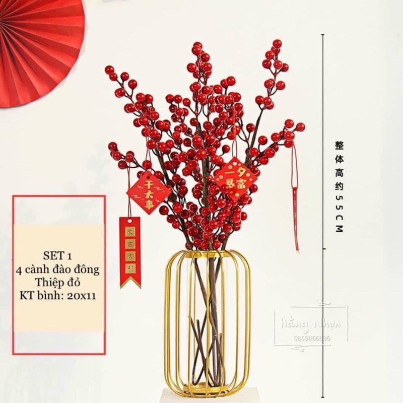 Bình Đông Đào Tài Lộc Chưng Tết Sang Trọng