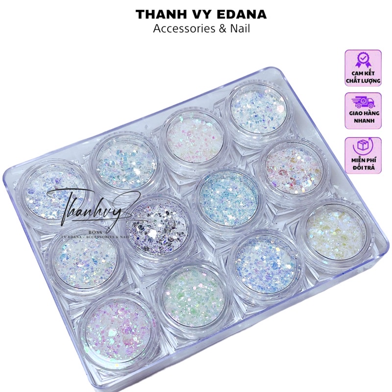 Sét nhũ thuỷ tinh siêu sáng, nhũ kim tuyến làm nail ẩn [Thanh Vy Nail]