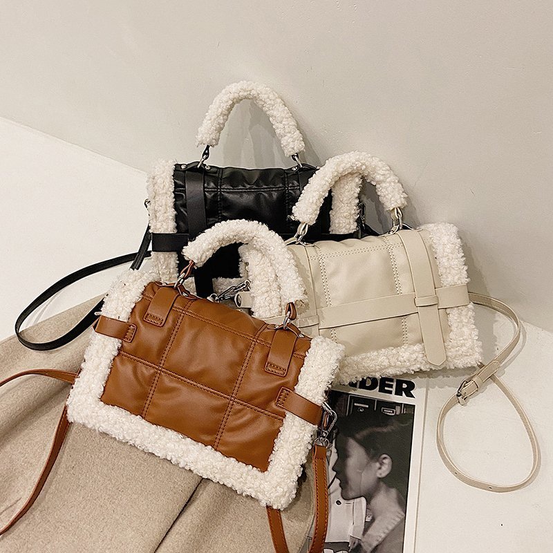 Túi Đeo Chéo Bằng Len Lông Cừu Hình Vuông Nhỏ Nhắn Phong Cách Hàn Quốc Dành Cho Nữ