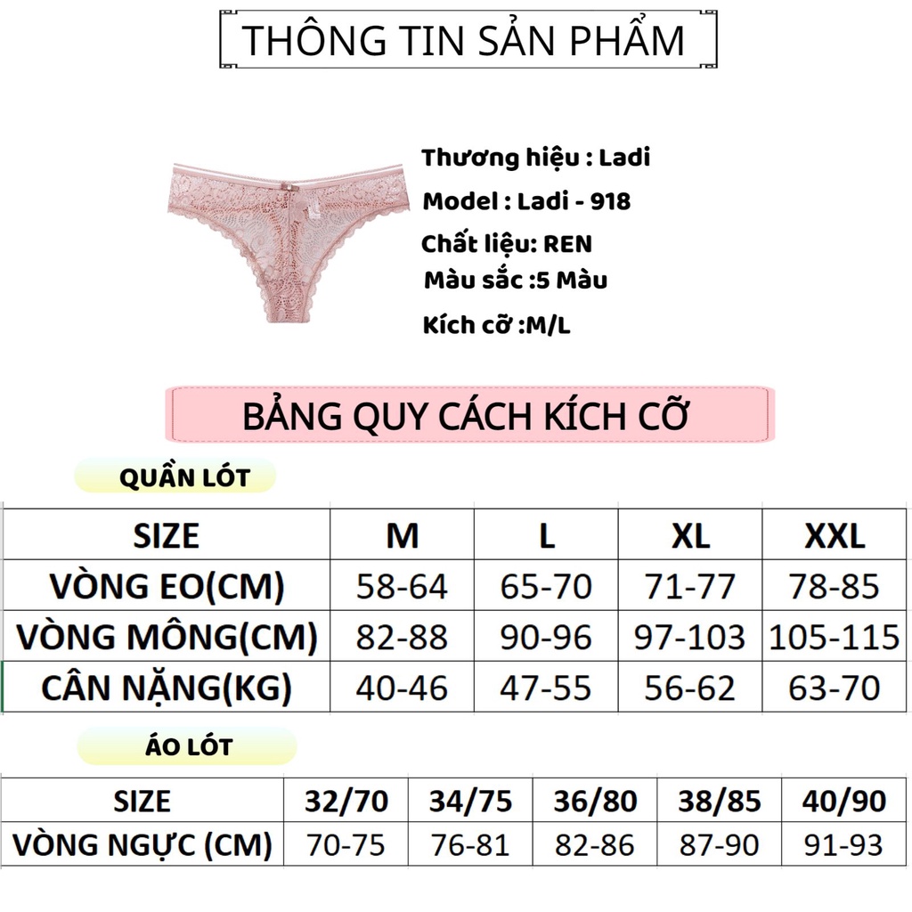 Quần Lót Nữ LADI Thiết Kế Lọt Khe Ren Sexy Quyến Rũ Gợi Cảm MÃ 918