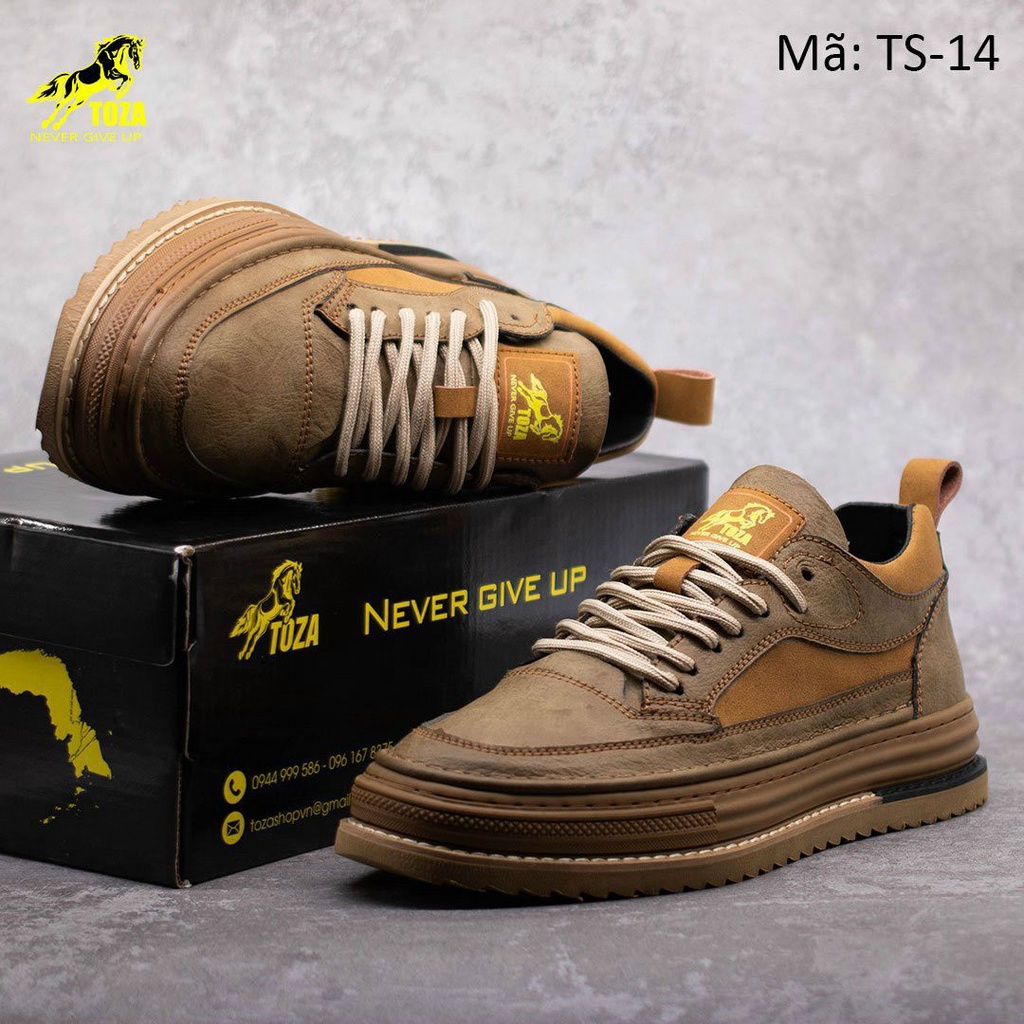 Giày thể thao sneakers nam da bò mềm đế bằng