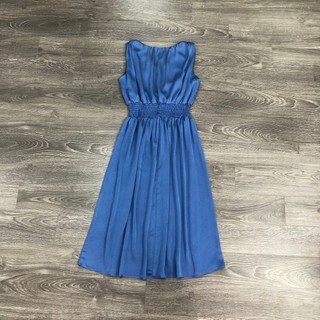 Đầm H/D Lụa Không Tay Xếp Li Vai, Bo Eo