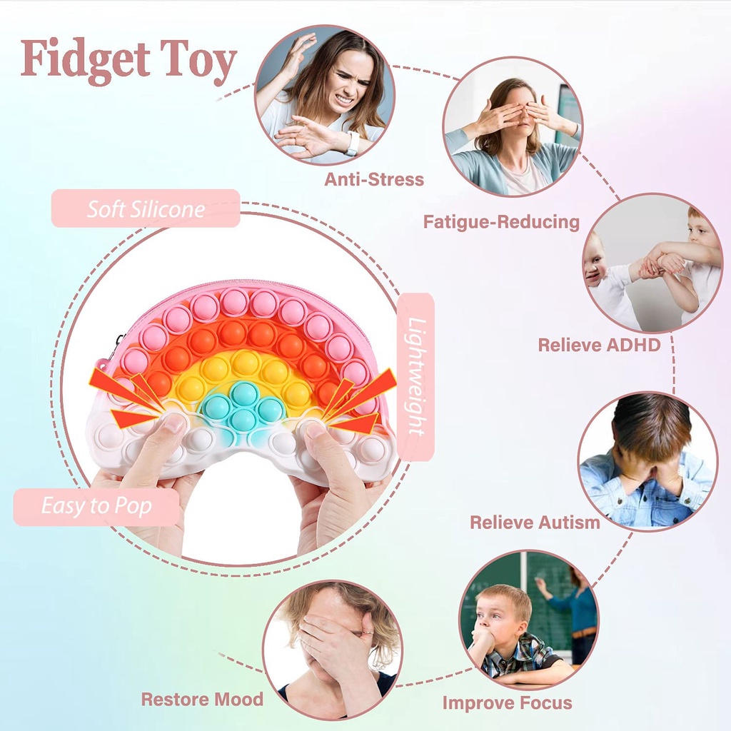 Túi Đeo Chéo Vai Hình Đám Mây Cầu Vồng Đồ Chơi Giảm Căng Thẳng Cho Bé Gái