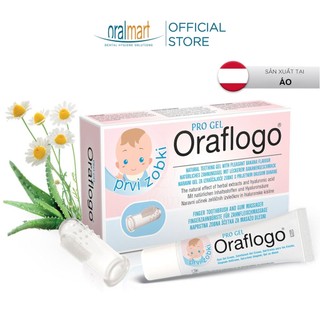 Gel bôi giảm đau cho trẻ em mọc răng sữa Oraflogo Gel for First Teeth 15ml Kèm ngón tay massage silicone