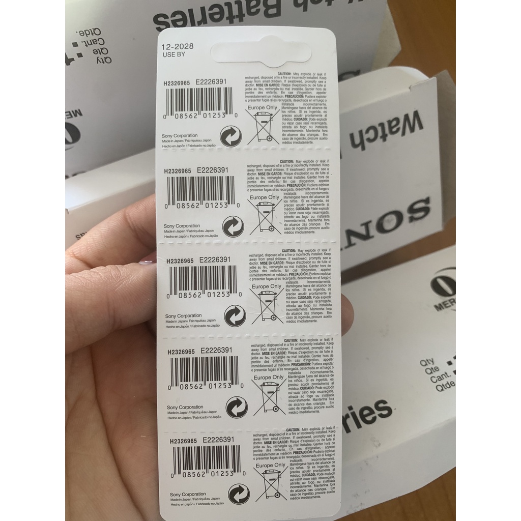 Vỉ 5 Viên Pin Đồng Hồ Sony SR626 / SR621 / SR521 / SR920 / SR927 / SR416 1,55v