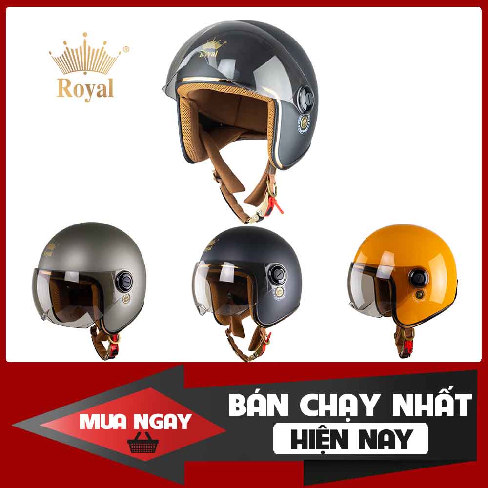 Mũ bảo hiểm 3/4 Royal M20k có kính cáo cấp size L XL