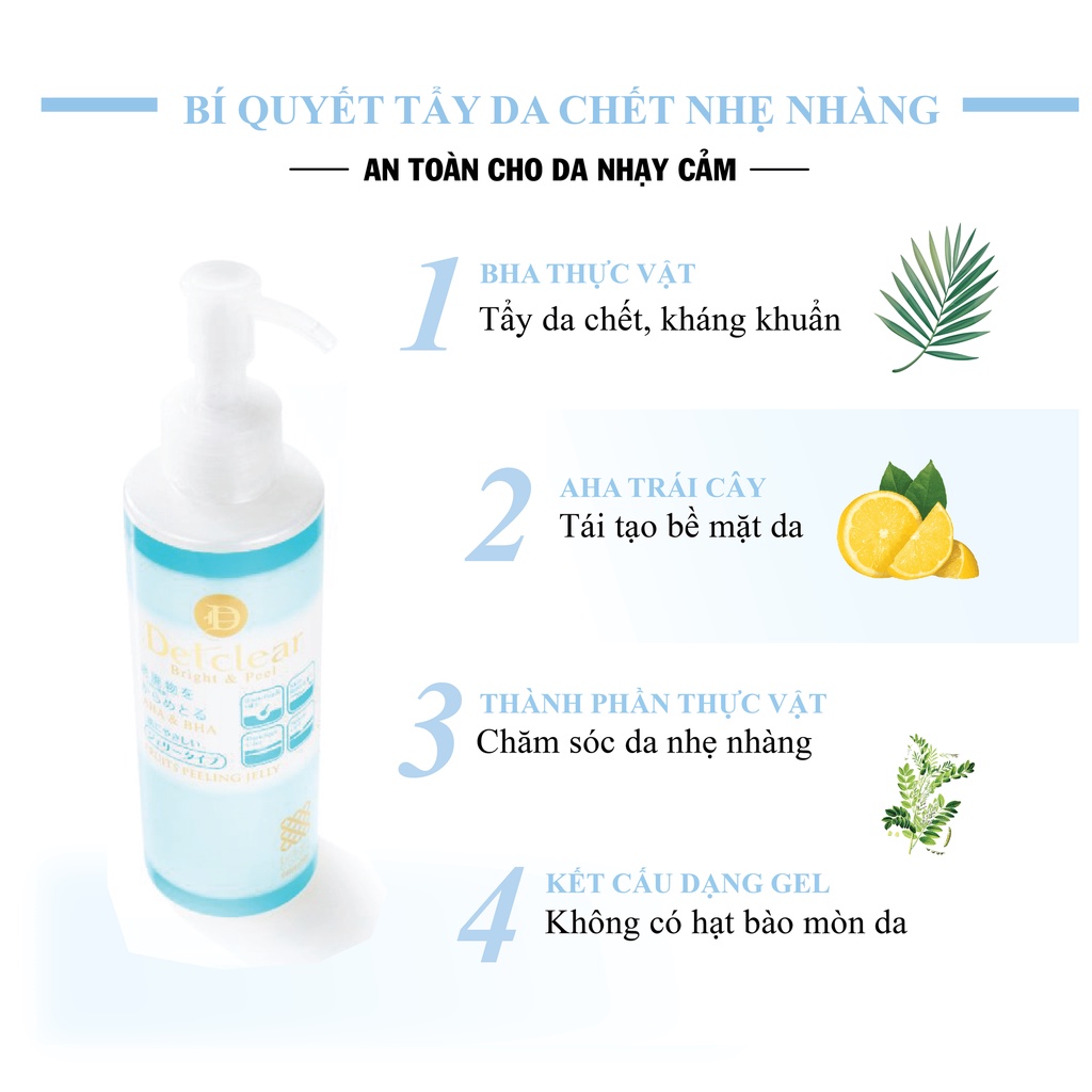 Gel Tẩy Tế Bào Chết Meishoku Detclear AHA & BHA Sáng Da & Mờ Thâm 180ml