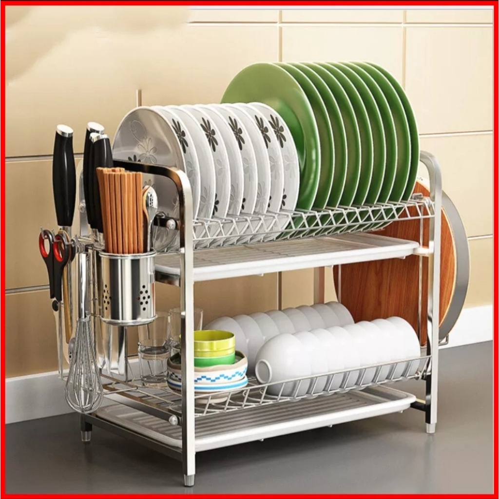 Kệ úp chén, bát, đĩa INOX 2-3 tầng. Kệ 2T R56 x C39 x S26 cm. 3T R56 x C61 x S26 cm. Sắp xếp nhà bếp gọn gàng