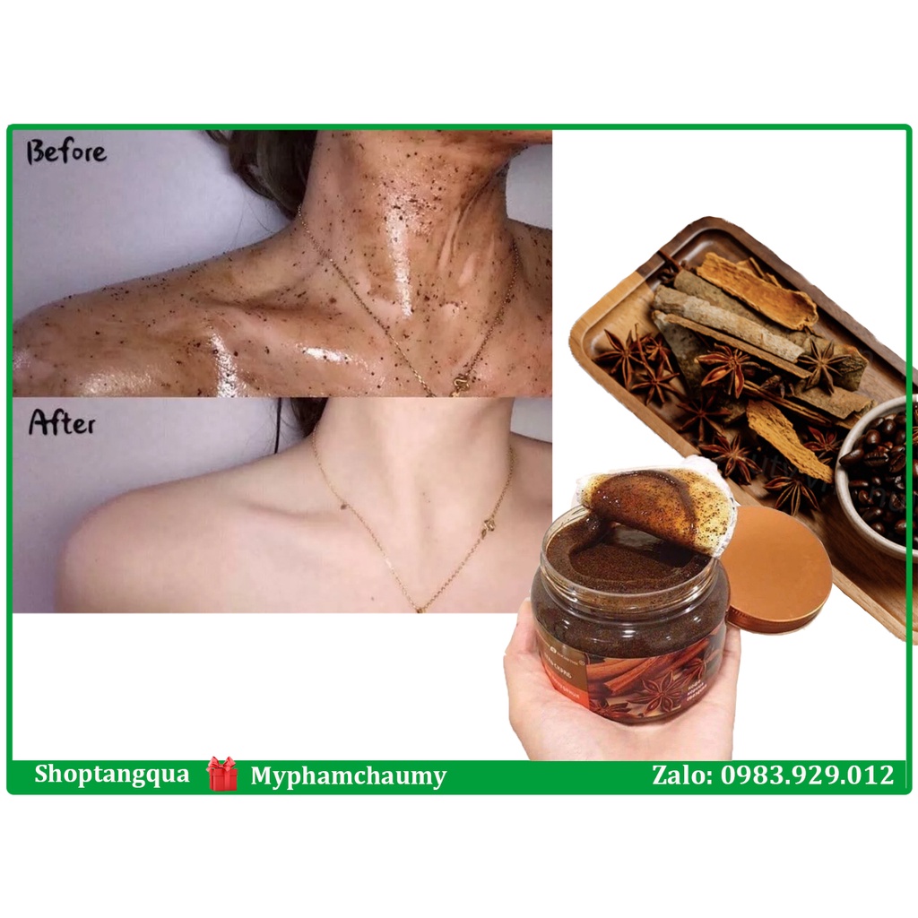 Tẩy tế bào chết Quế Hồi Cafe Exclusive Cosmetic Gel Scrub Coffee &amp; Cinnamon Cloves - Tẩy da chết toàn thân