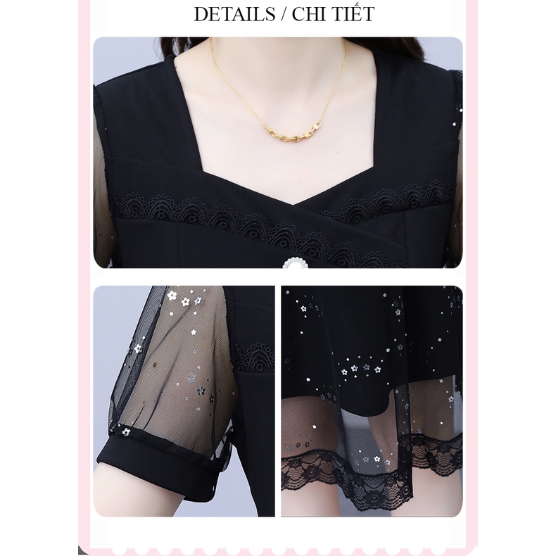 Đầm trung niên WOBE cho mẹ bigsize cao cấp dự tiệc sang trọng thiết kế dáng xoè đẹp HN15 - WB WOMAN &amp; BEAUTY