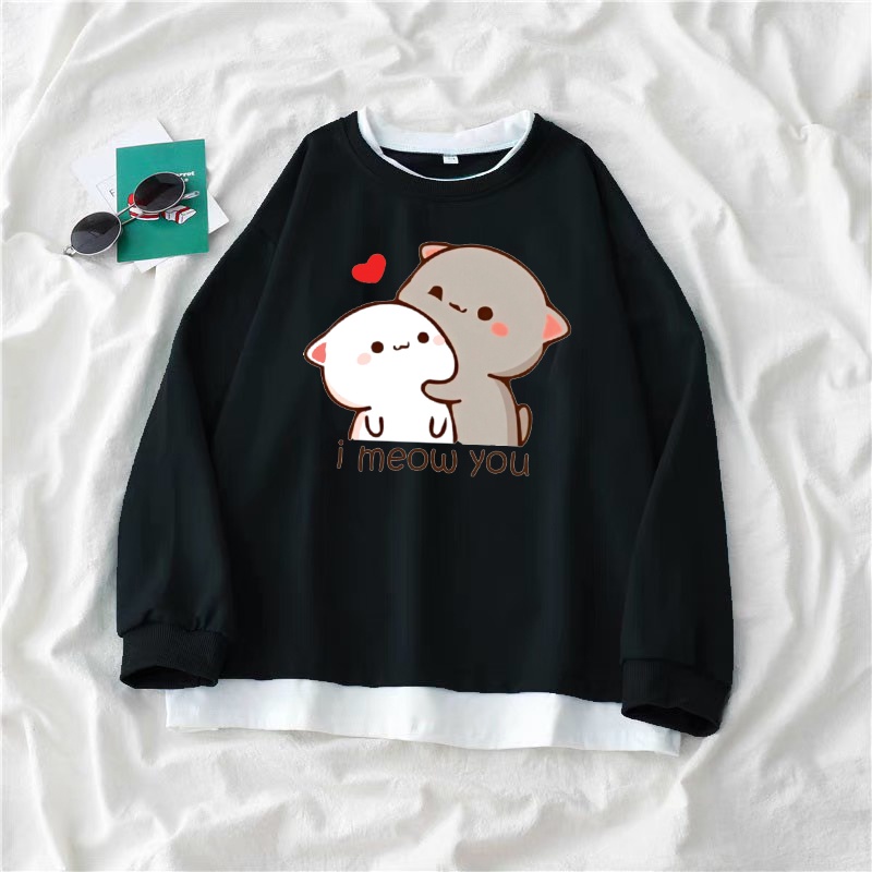 Sét Áo I Meow You Kèm Quần Bomber Hình In 5D Sắc Nét - Bộ Unisex chất nỉ cotton dày dặn