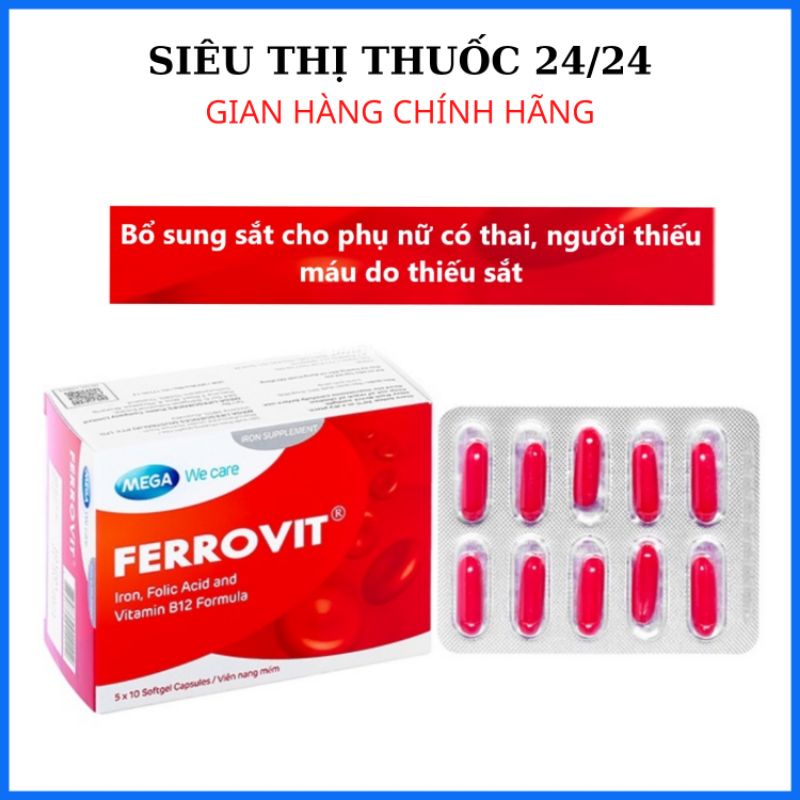 Viên uống sắt FERROVIT ⚡ CAM KẾT CHÍNH HÃNG ⚡ Viên uống bổ sung sắt cho phụ nữ có thai, người thiếu máu