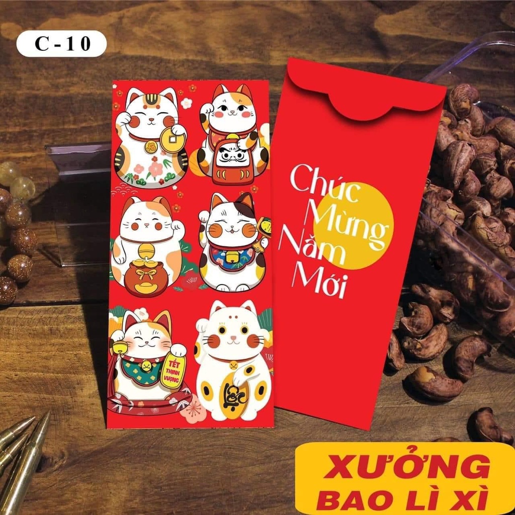 Set 100 bao lì xì Truyền Thống Đẹp Têt Quỹ Mão 2023, Mix Nhiều Mẫu