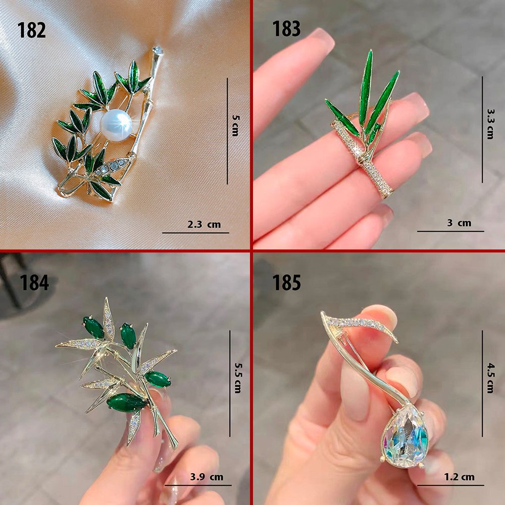 GOTI - Ghim Cài Áo Hình Tre Lá Đính Hạt Thời Trang Nữ Kiểu Dáng Trâm Cài Phụ Kiện Đẹp