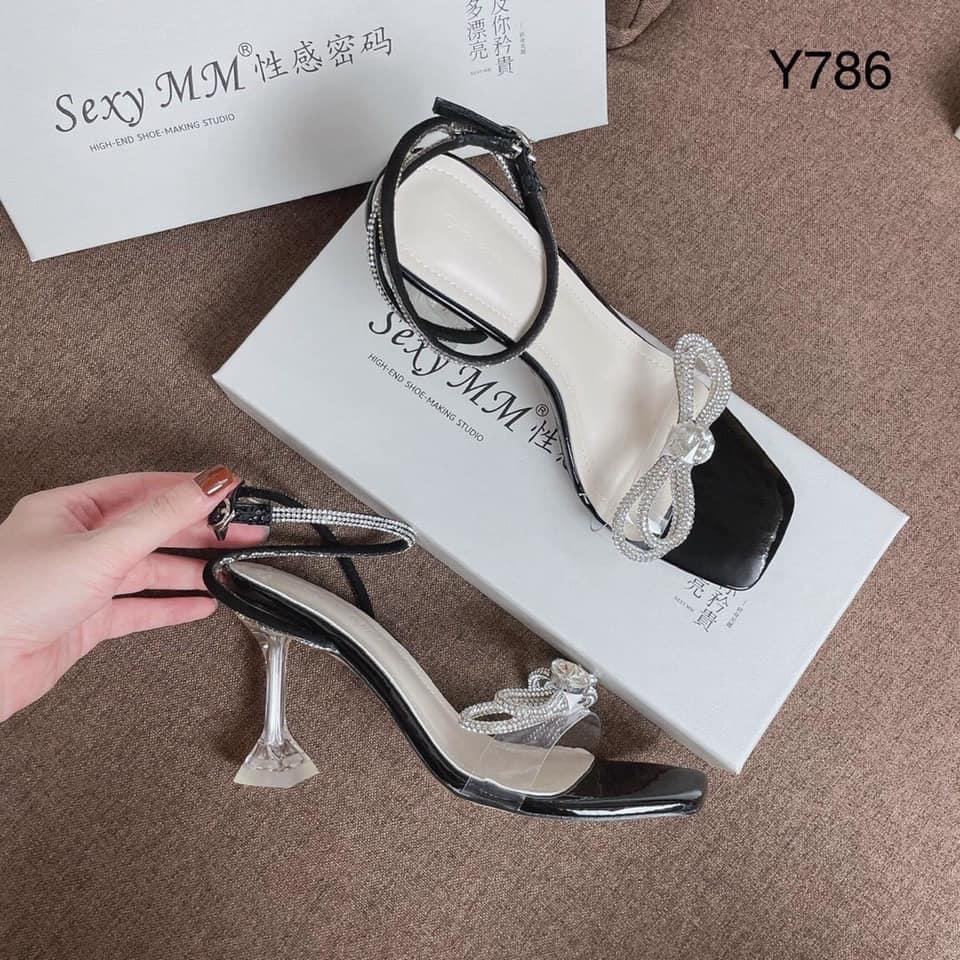 Guốc sandal quai triong gắn nơ gót ly 9 phân bigsize SD034
