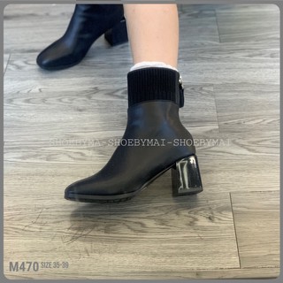 giày boot nữ chất liệu da cao cấp đế cao 7p cá tính M470