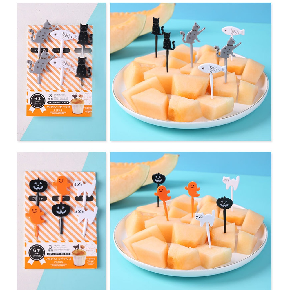 Bộ 6 / 8 / 10 Nĩa Ăn Trái Cây Tráng Miệng Hình Động Vật / Chó Mèo Dễ Thương Cho Bé