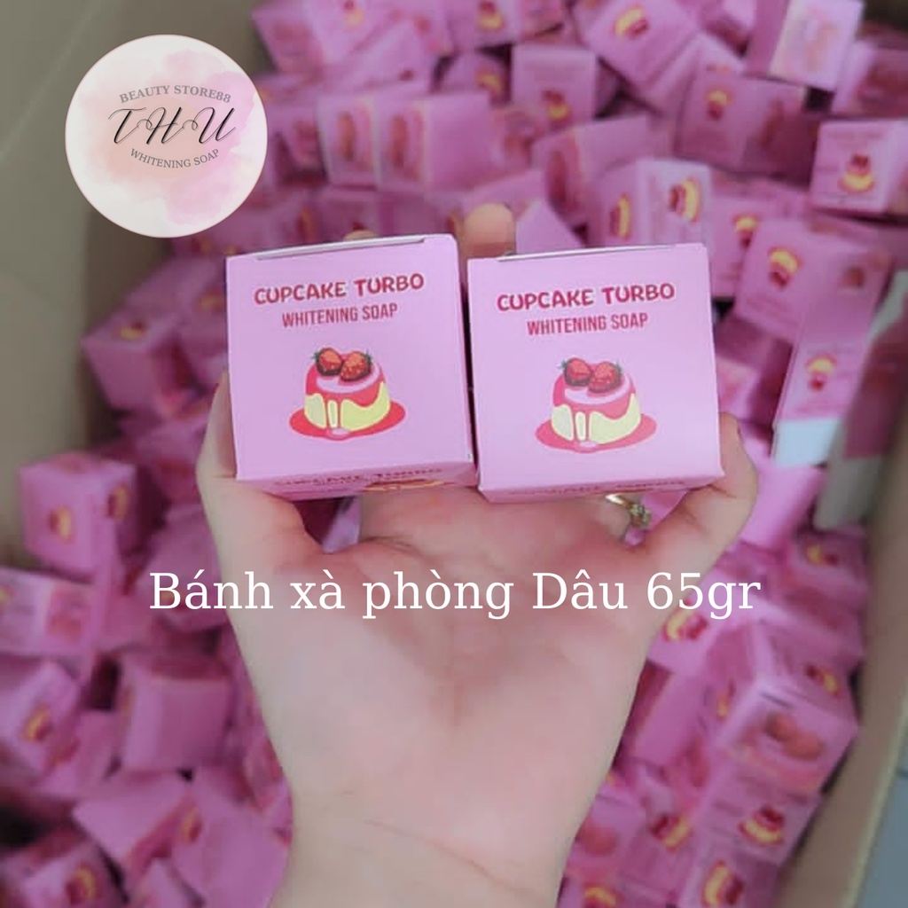 { ẢNH THẬT } Sáp Tắm Trắng Cupcake Turbo Bánh Dâu 65g, Xà Phòng Thiên Nhiên Tắm Trắng Da & Mặt + Tặng kèm quà