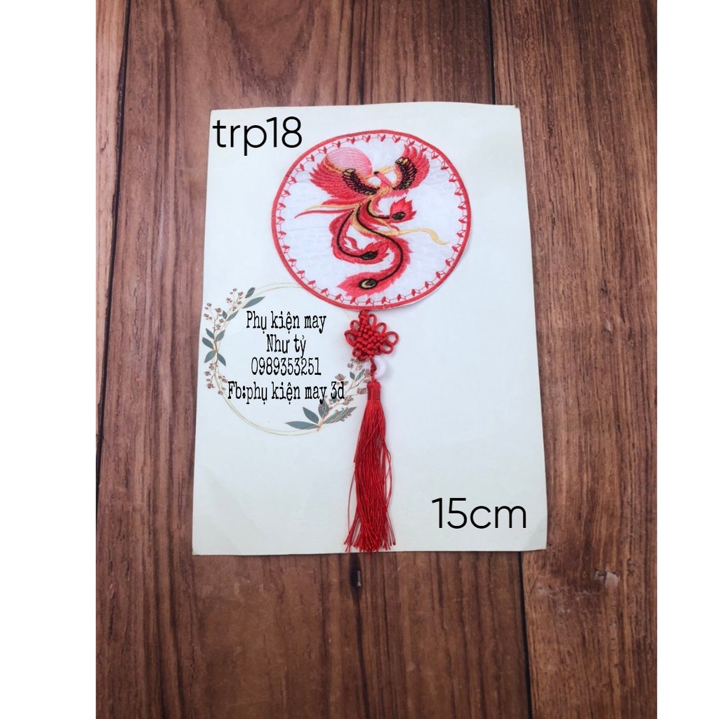 tấm ren thêu tròn kèm dây 15cm