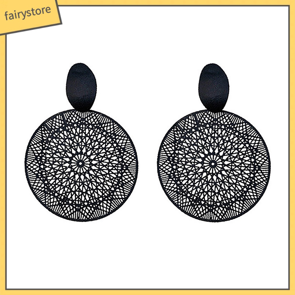 1 Đôi Bông Tai Hình Tròn Bằng Hợp Kim Thiết Kế Đục Lỗ Thời Trang Cho Nữ