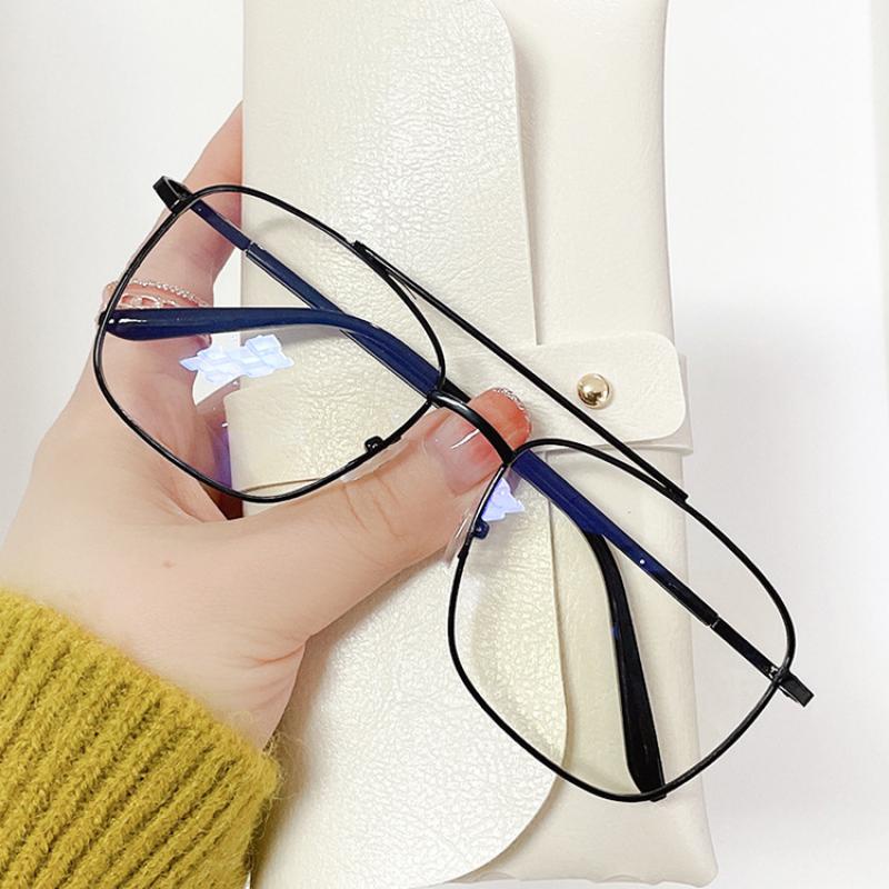 Mắt Kính Gọng Vuông Kim Loại Chống Bức Xạ Phong Cách Cổ Điển Thời Trang Cho Nam Và Nữ