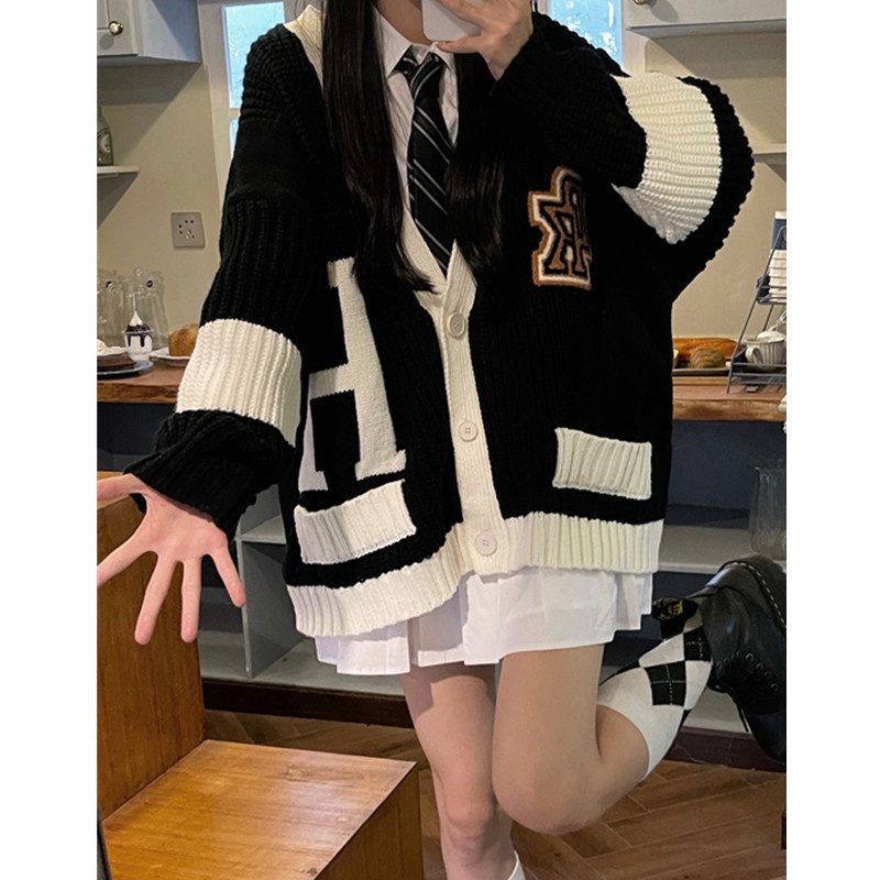 Áo Khoác Cardigan Dệt Kim Ngắn Dáng Rộng Phong Cách Retro Thời Trang Mùa Thu 2022 Mới Dành Cho Nữ