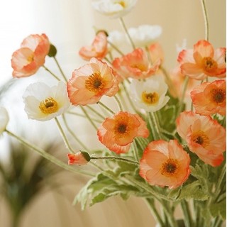 Cành Hoa Kim Anh Hoa Anh Túc (Poppy) 3 Bông 1 Nụ 50cm Hoa Giả Trang Trí Nhà Cửa - Hoa Lụa Mơ Bơ