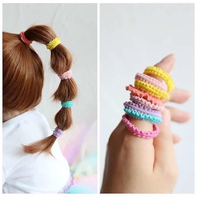Sét 5 Dây Cột Tóc Ren Co Dãn Màu Sắc Kẹo Ngọt Thời Trang