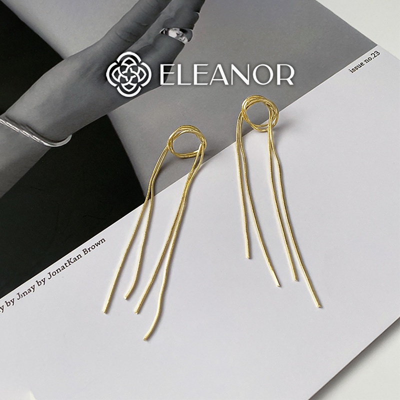 Bông tai nữ dáng dài Eleanor Accessories hình tròn phối tua rua phụ kiện trang sức 4994